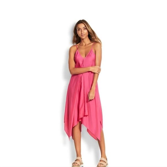 Seafolly Bandana Pink Bay Silk Blend Handkerchief Dress - Picture 1 of 16